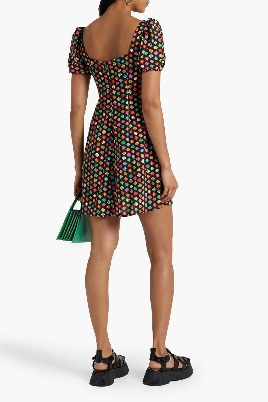 HVN Dylan printed satin mini dress