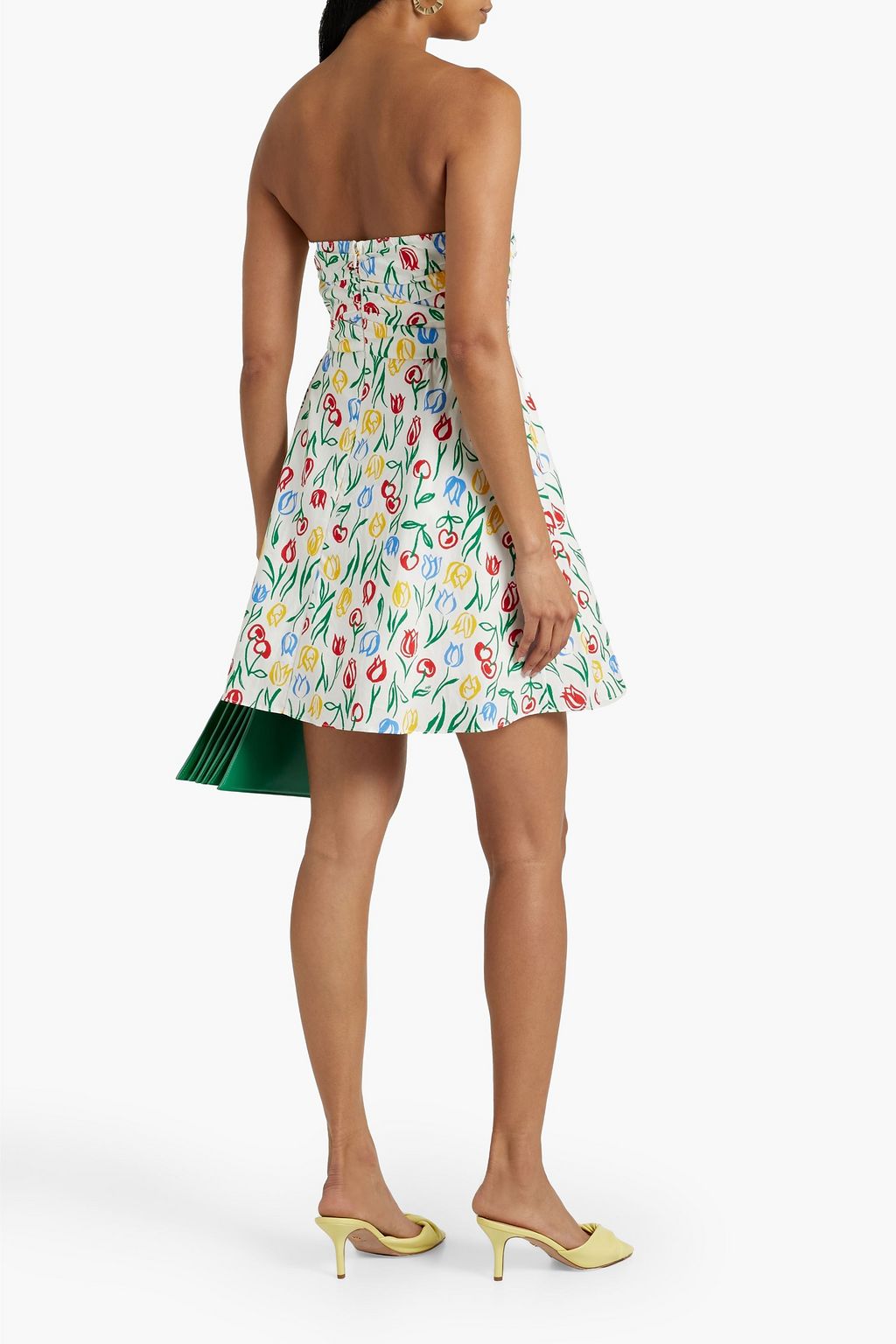 HVN Karla strapless floral-print cotton-blend poplin mini dress