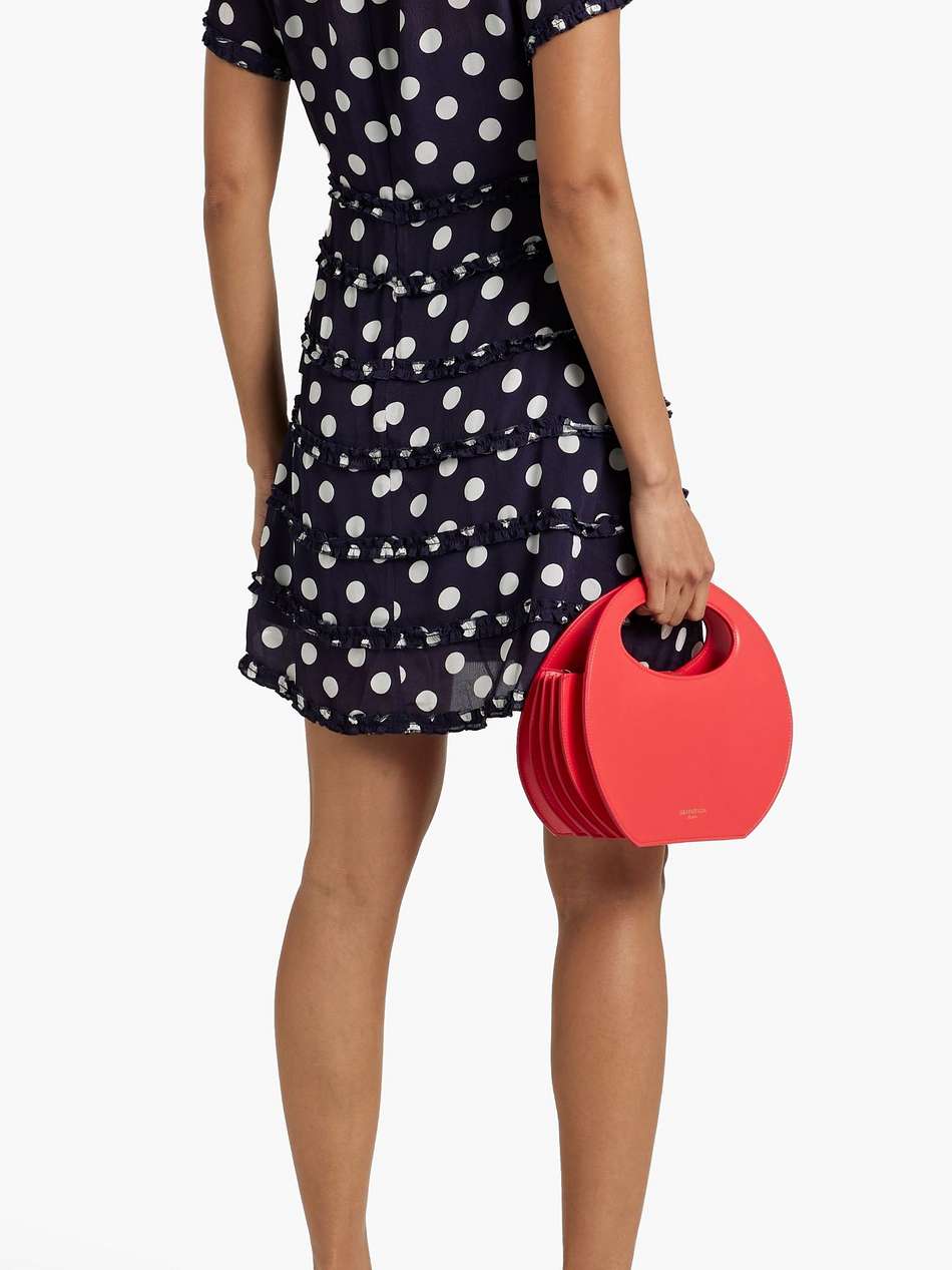 natalie ruffled polka-dot crepe de chine mini dress