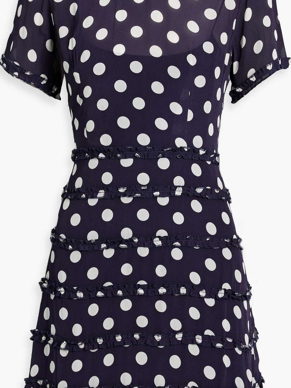natalie ruffled polka-dot crepe de chine mini dress
