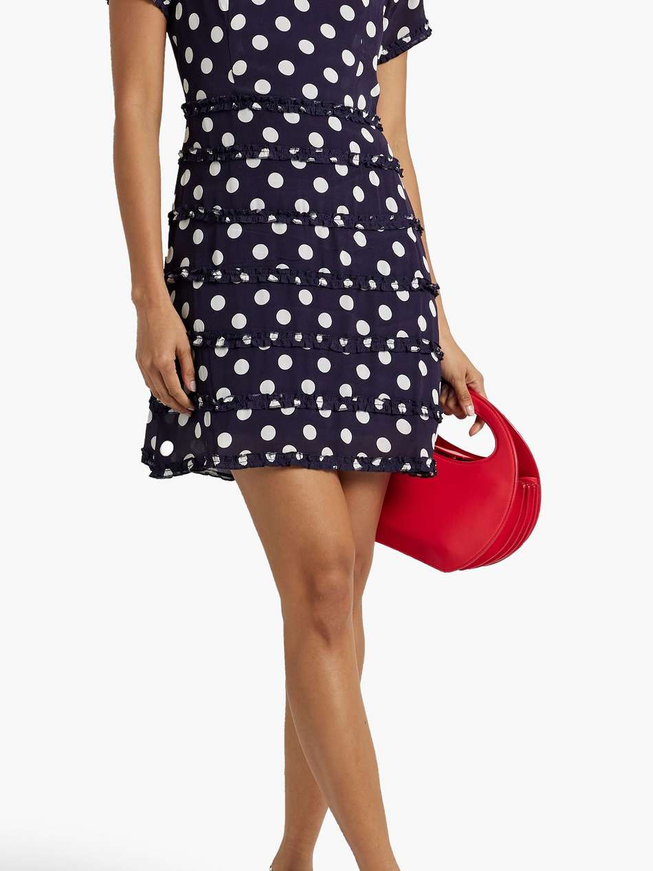 natalie ruffled polka-dot crepe de chine mini dress