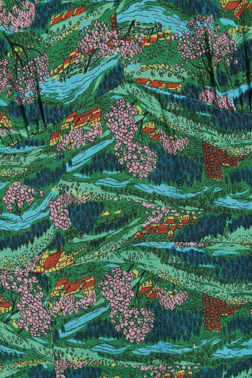 HVN Morgan printed crepe de chine dress