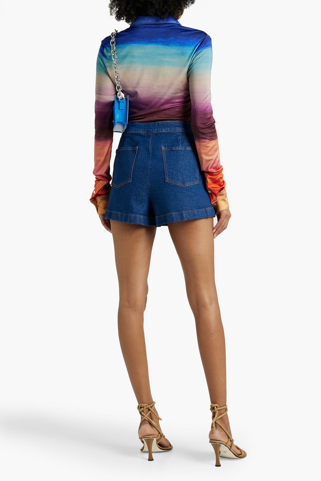 FRAME Snap-detailed denim shorts