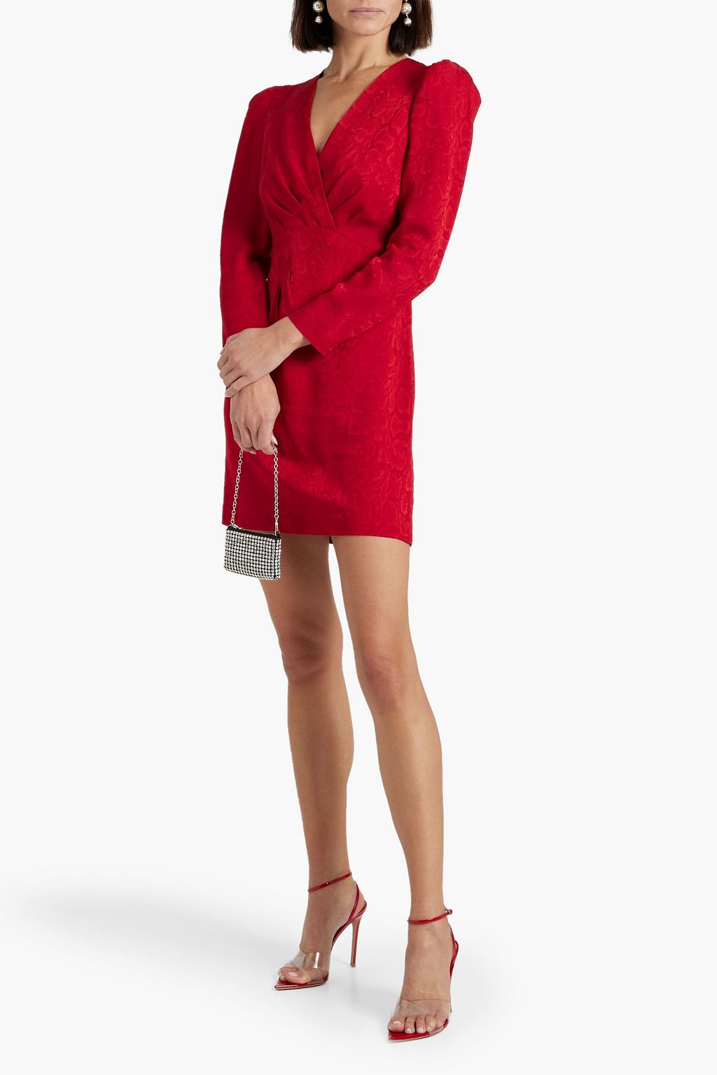SANDRO Wrap-effect jacquard mini dress
