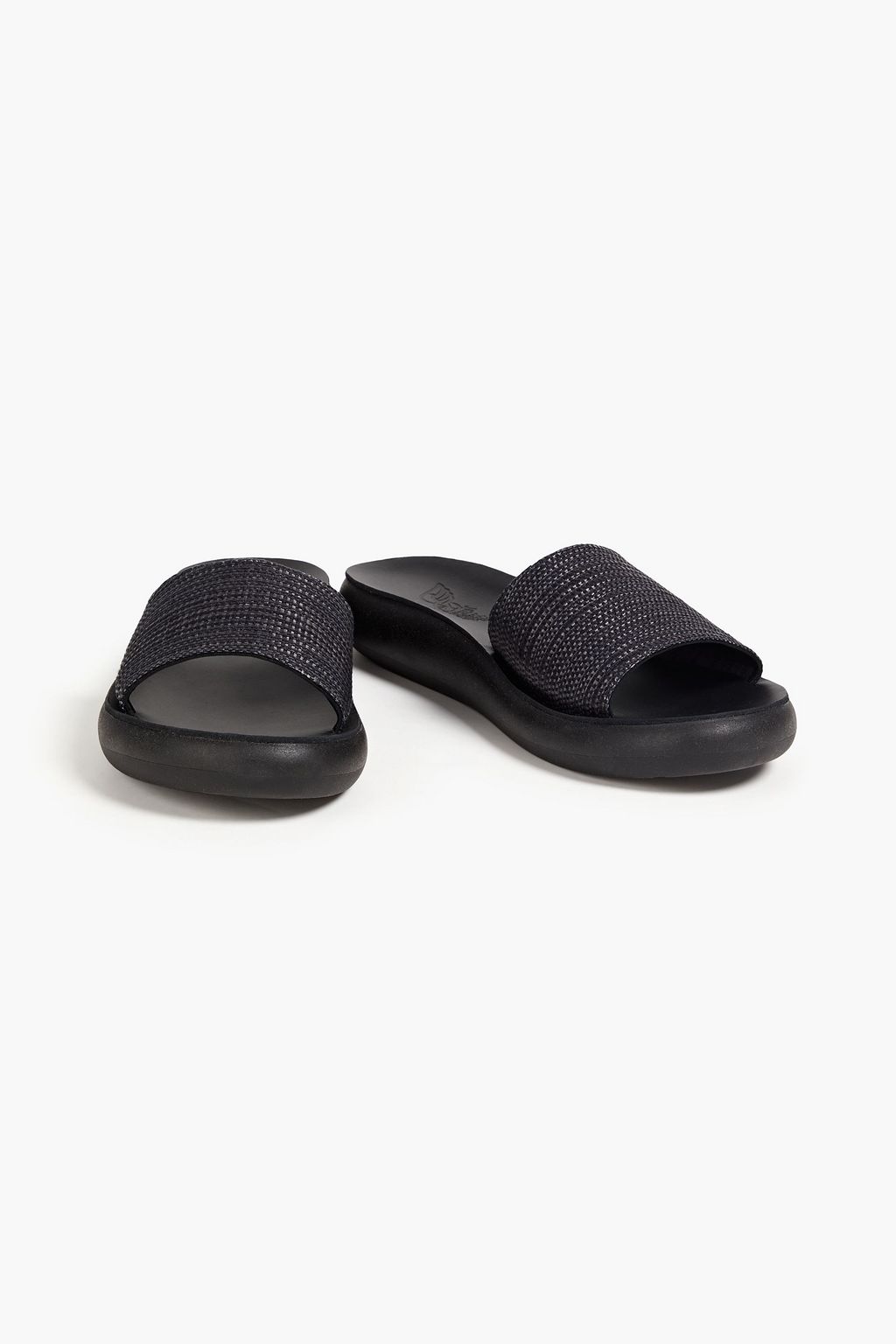 ANCIENT GREEK SANDALS شبشب سلايدز «تايجيت» من قماش الرافيا