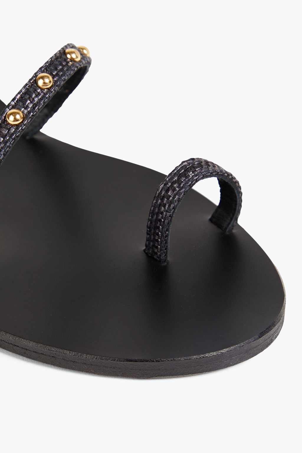 ANCIENT GREEK SANDALS Eleftheria studded leather and raffia sandals