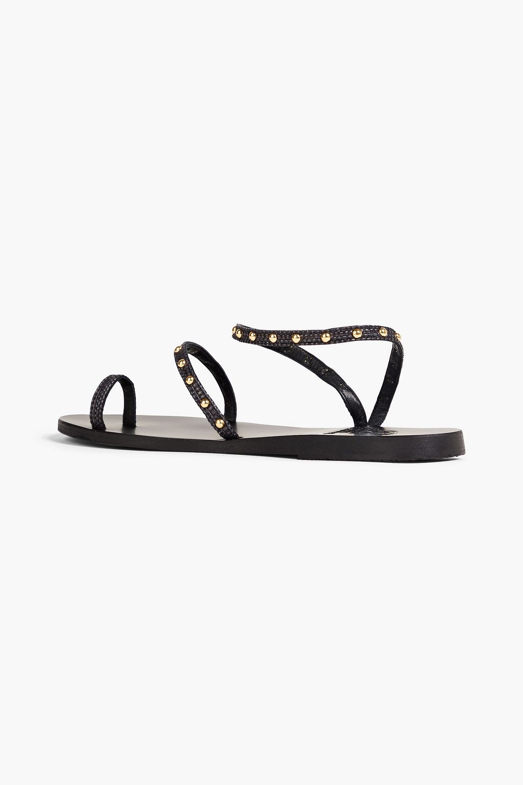 ANCIENT GREEK SANDALS Eleftheria studded leather and raffia sandals