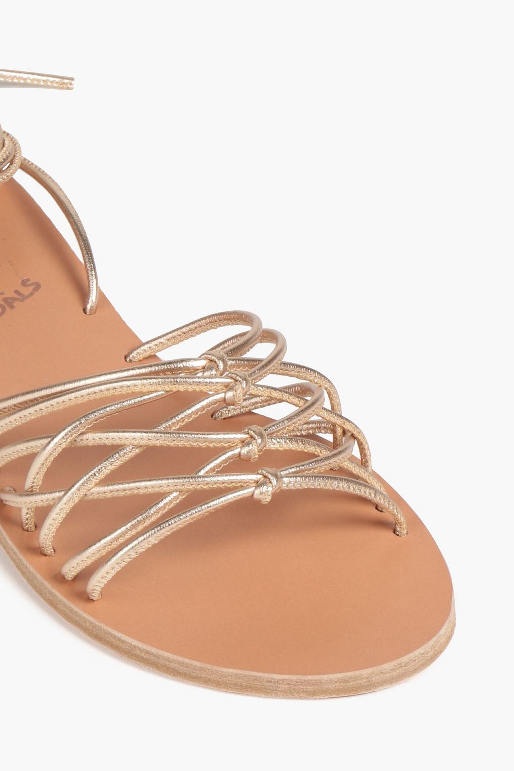 ANCIENT GREEK SANDALS Alexandra knotted metallic faux leather sandals