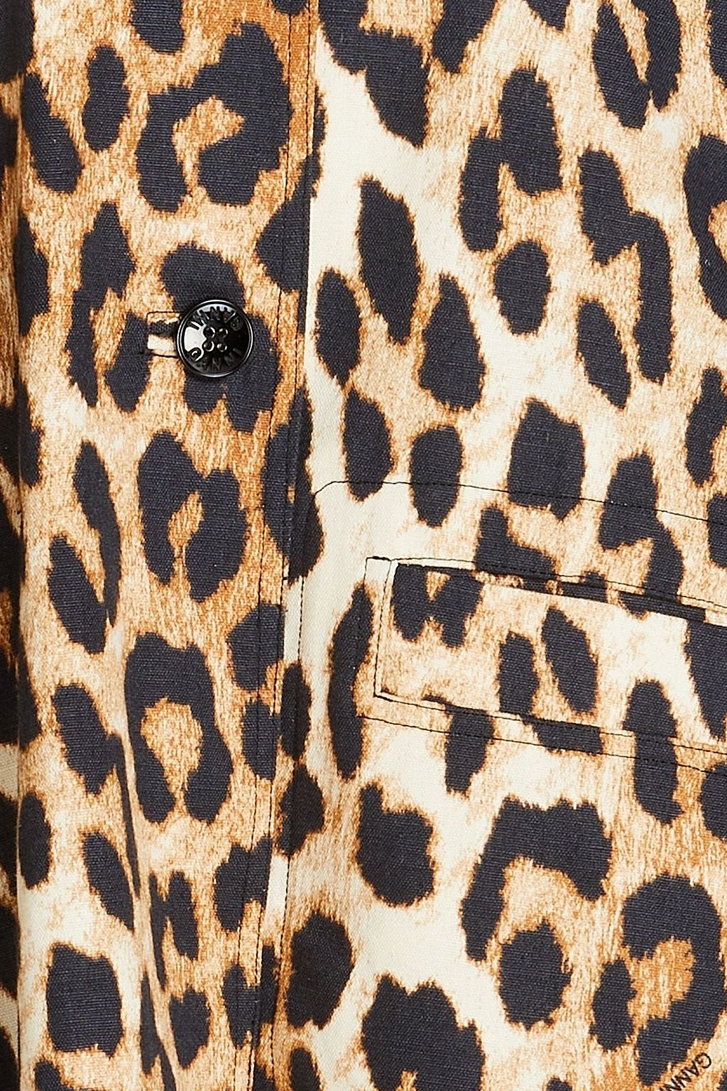 GANNI Leopard-print hemp and cotton-blend coat