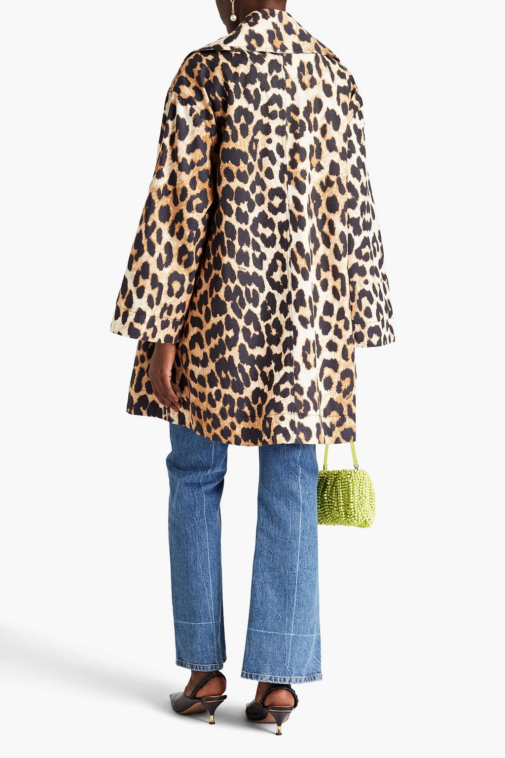 GANNI Leopard-print hemp and cotton-blend coat