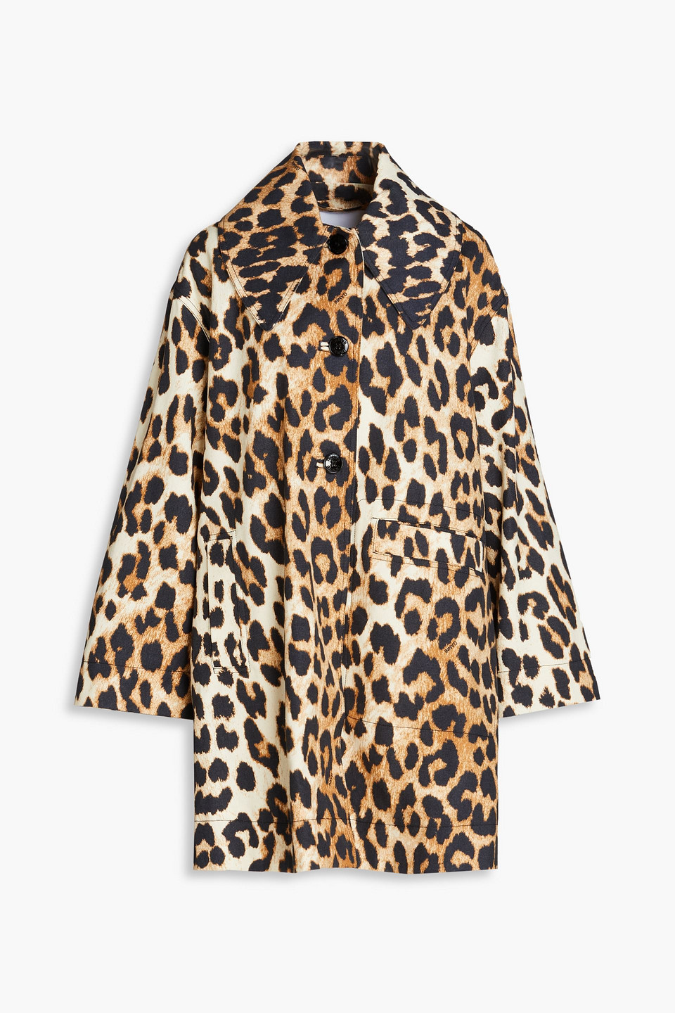 Ganni Leopard-print Single-breasted Coat In Animal Print