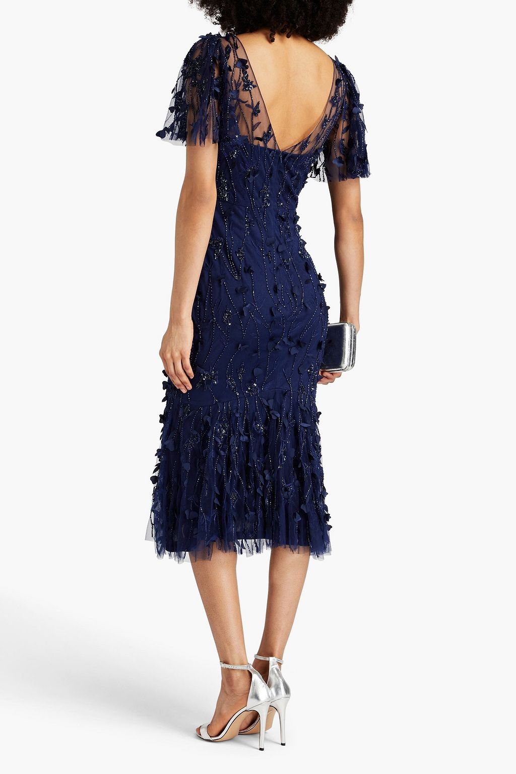 THEIA Gretchen embellished stretch-tulle midi dress