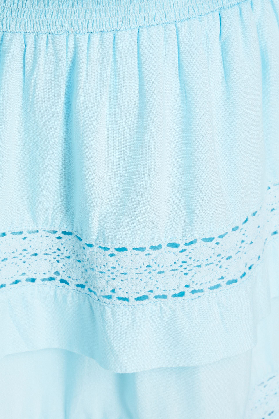 Melissa Odabash Georgie Crocheted Lace-trimmed Voile Mini Dress In Light Blue
