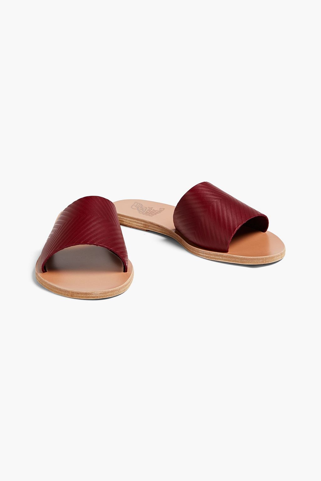 ANCIENT GREEK SANDALS Doukani embossed leather slides