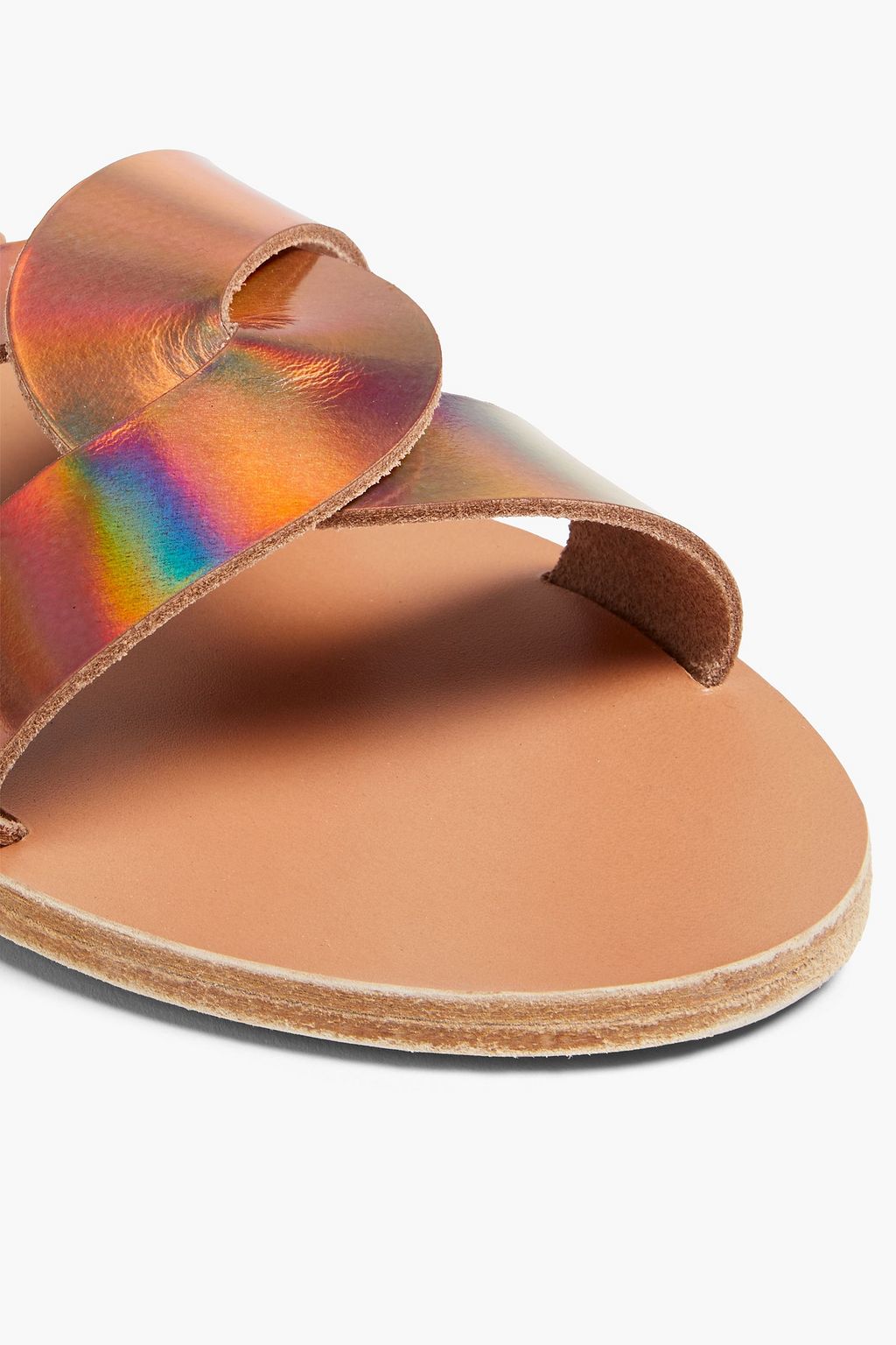 ANCIENT GREEK SANDALS Desmos iridescent leather slides