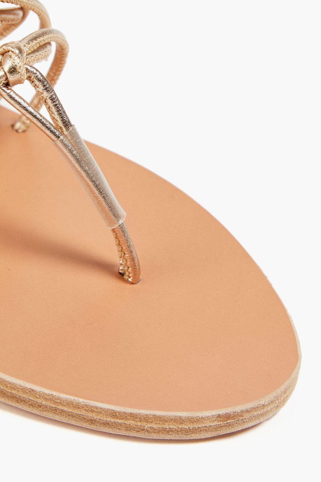 ANCIENT GREEK SANDALS صندل «إيريا» من الجلد الصناعي بلون ميتاليك بتصميم معقود