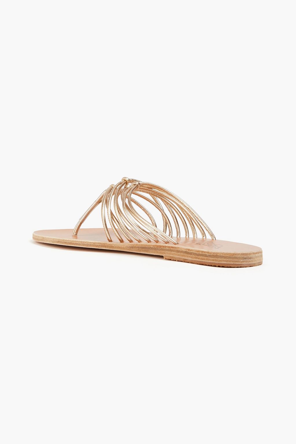 ANCIENT GREEK SANDALS صندل «إيريا» من الجلد الصناعي بلون ميتاليك بتصميم معقود