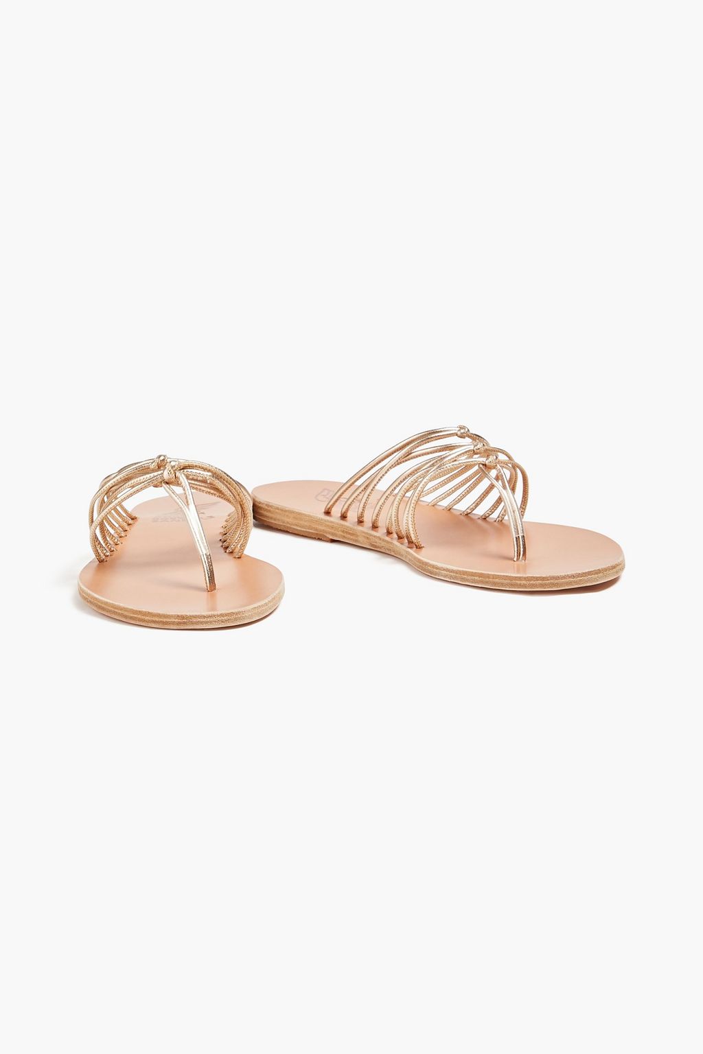 ANCIENT GREEK SANDALS صندل «إيريا» من الجلد الصناعي بلون ميتاليك بتصميم معقود