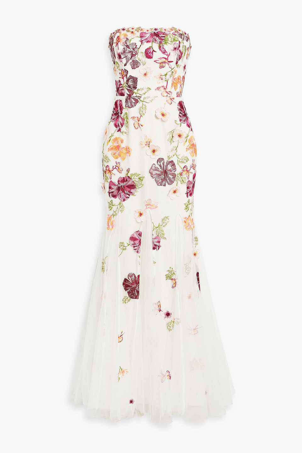 Marchesa Notte Strapless embellished tulle gown