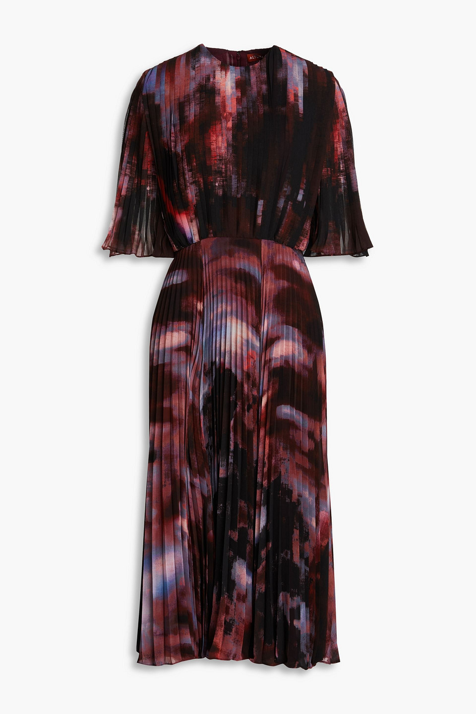 Altuzarra Pleated Tie-dyed Georgette Midi Dress In Merlot