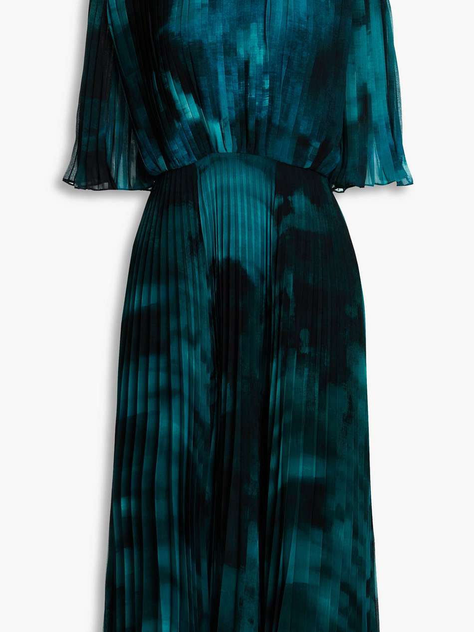 pleated tie-dyed georgette midi dress
