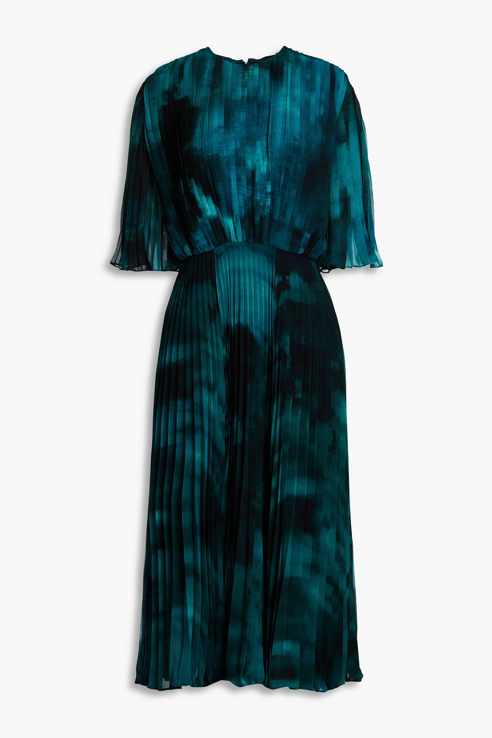 Altuzarra Pleated Tie-dyed Georgette Midi Dress In Teal