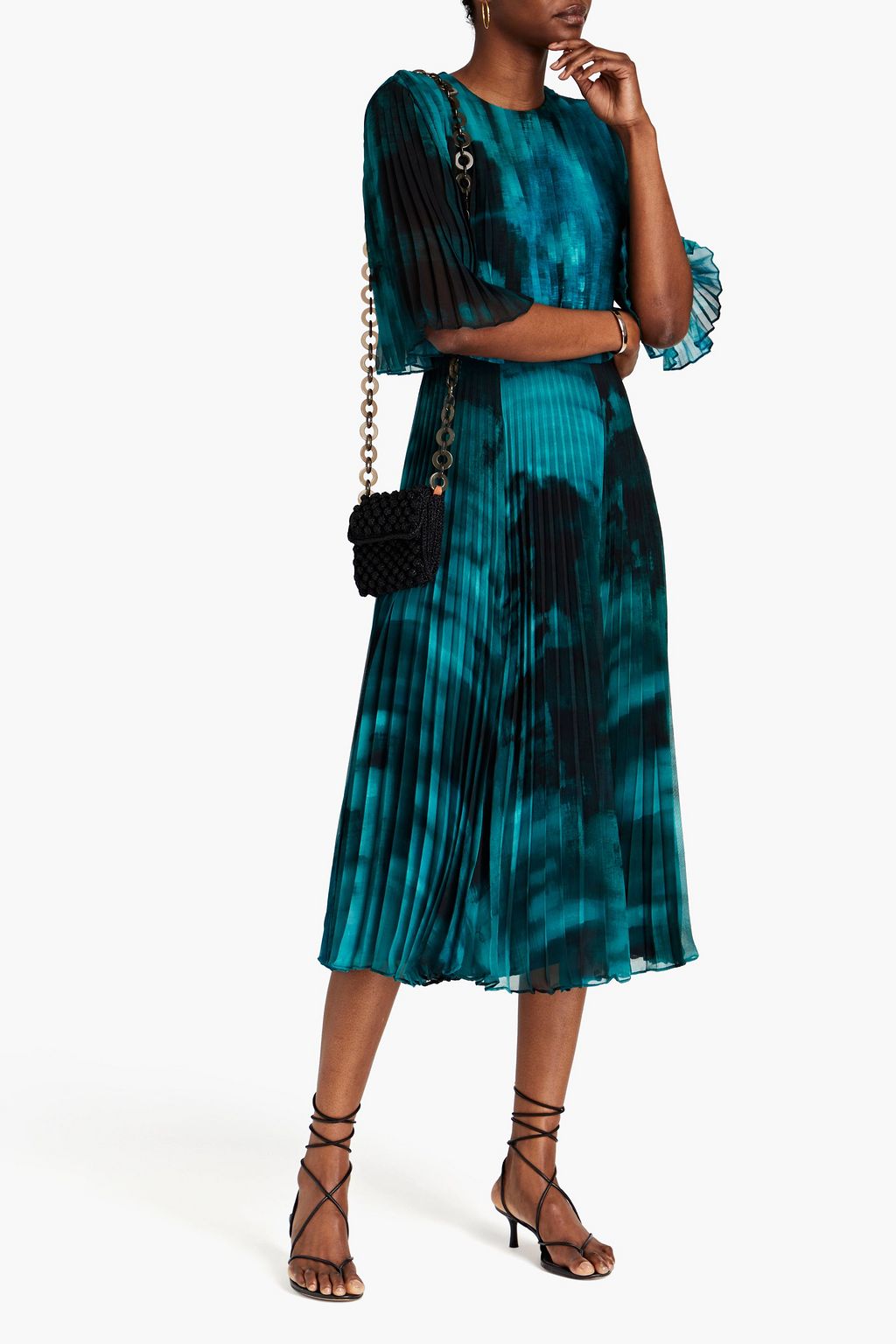 ALTUZARRA Pleated tie-dyed georgette midi dress