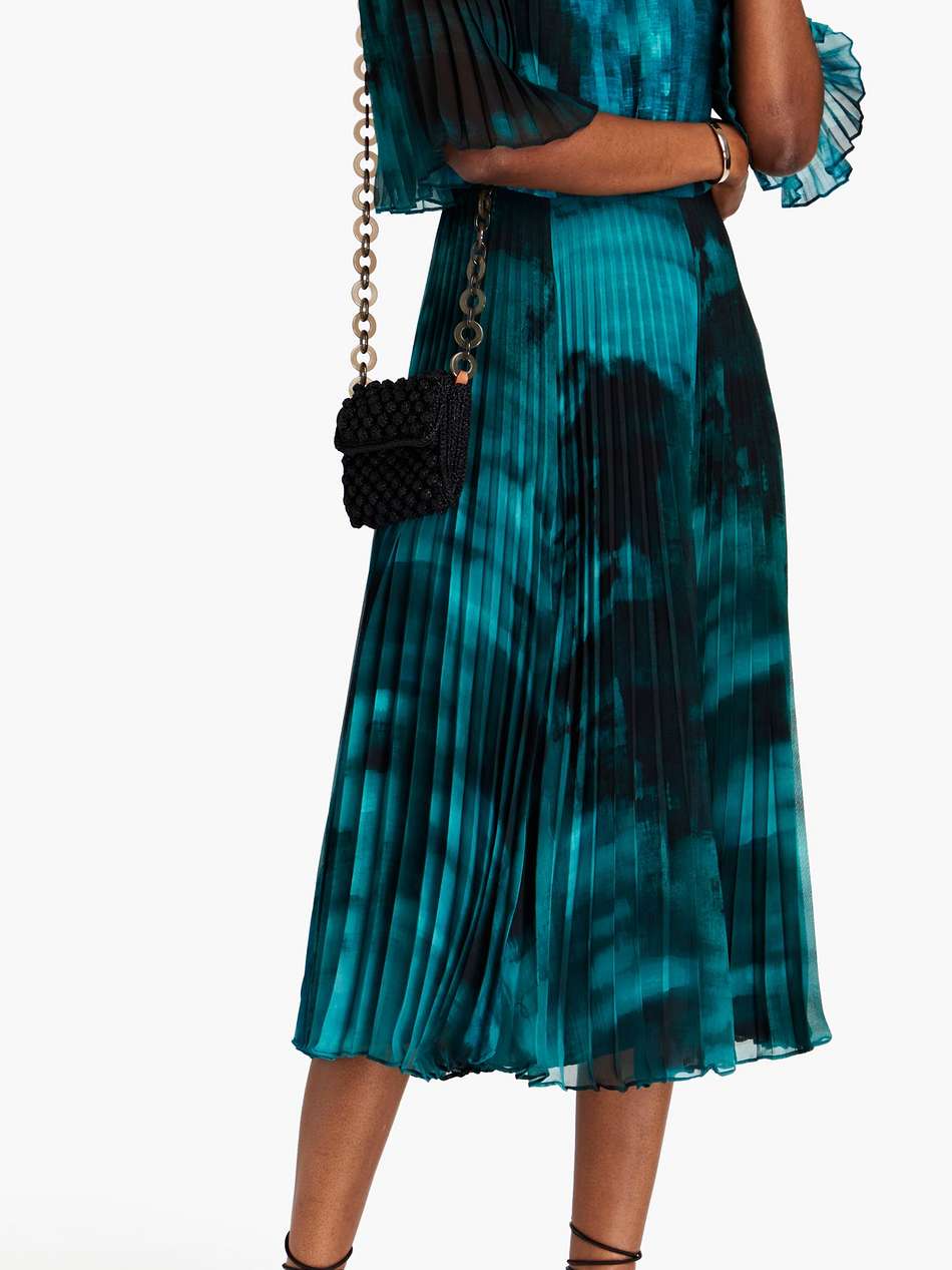 pleated tie-dyed georgette midi dress