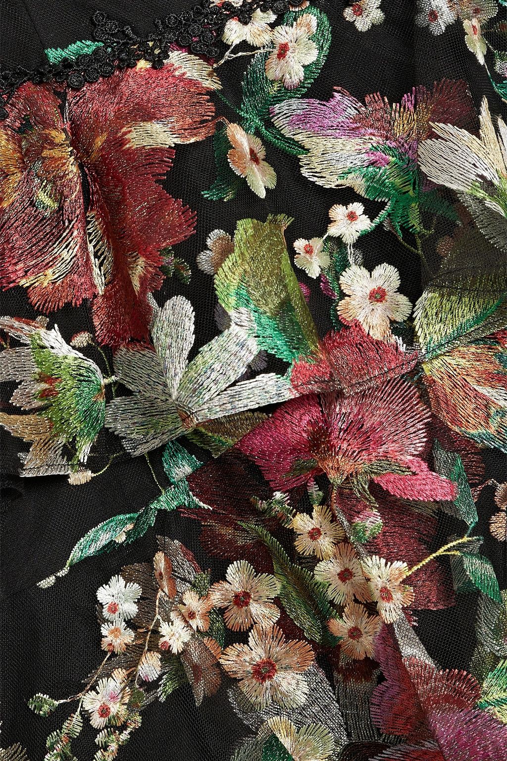 MARCHESA NOTTE فستان متوسط الطول من التول بتصميم مقسم ومطرّز