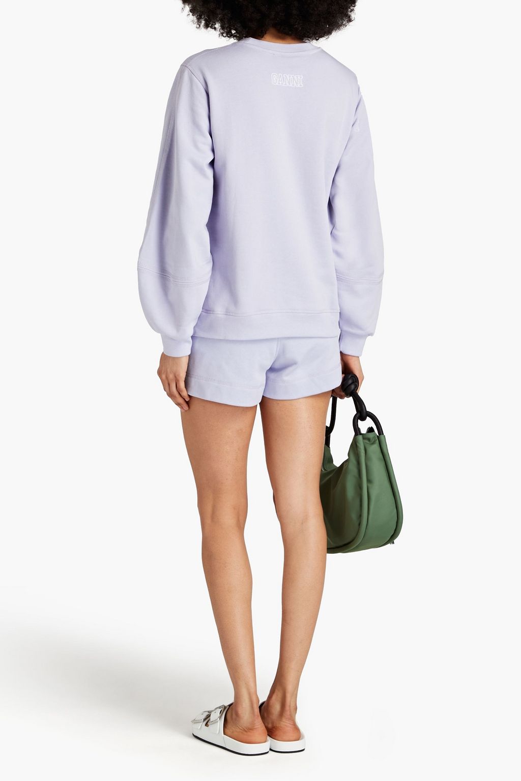 GANNI Cotton-blend fleece sweatshirt