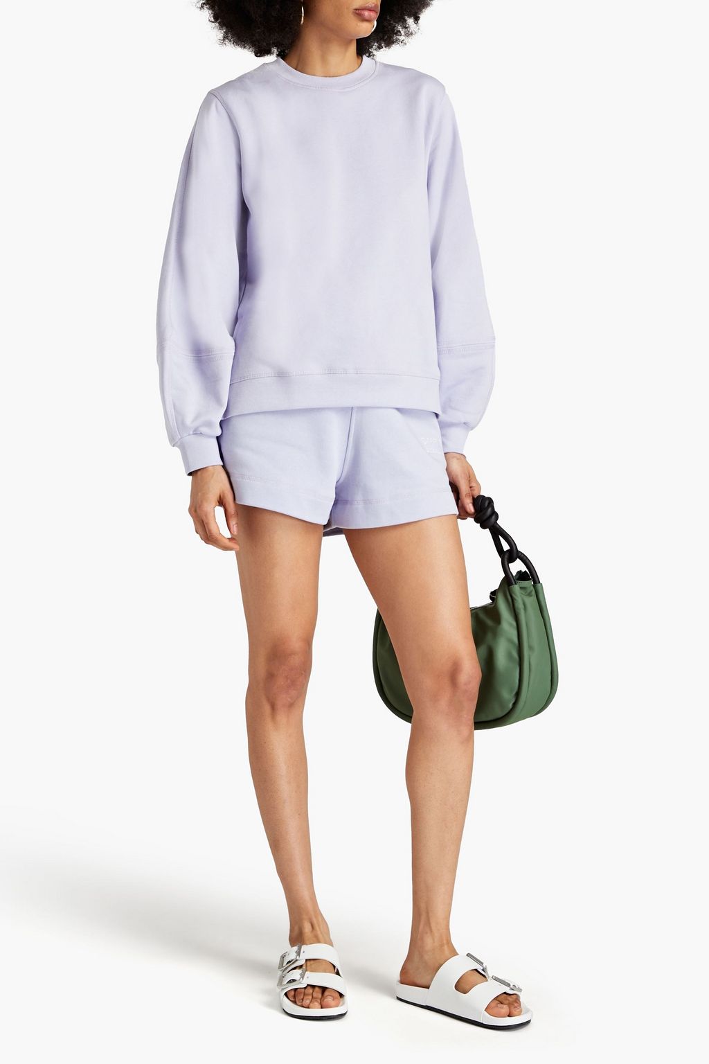 GANNI Cotton-blend fleece sweatshirt