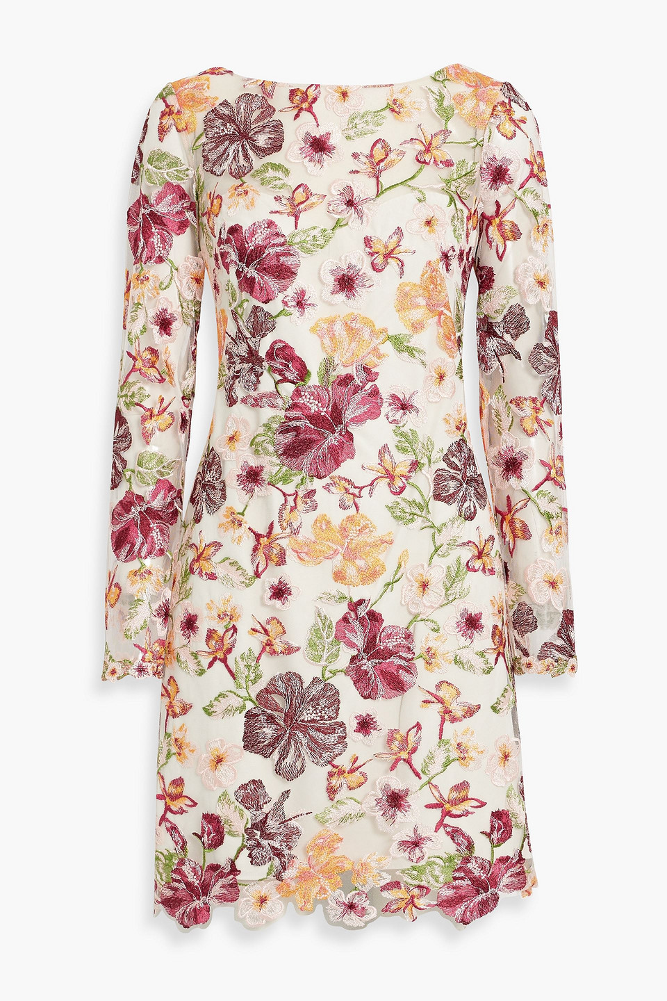 Marchesa Notte - Embroidered tulle mini dress - Multicolor - US 0