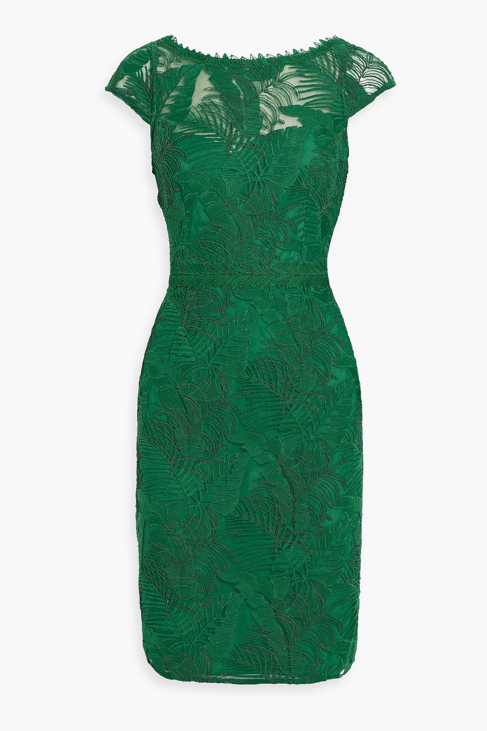 Marchesa Notte Embroidered Tulle Mini Dress In Green | ModeSens