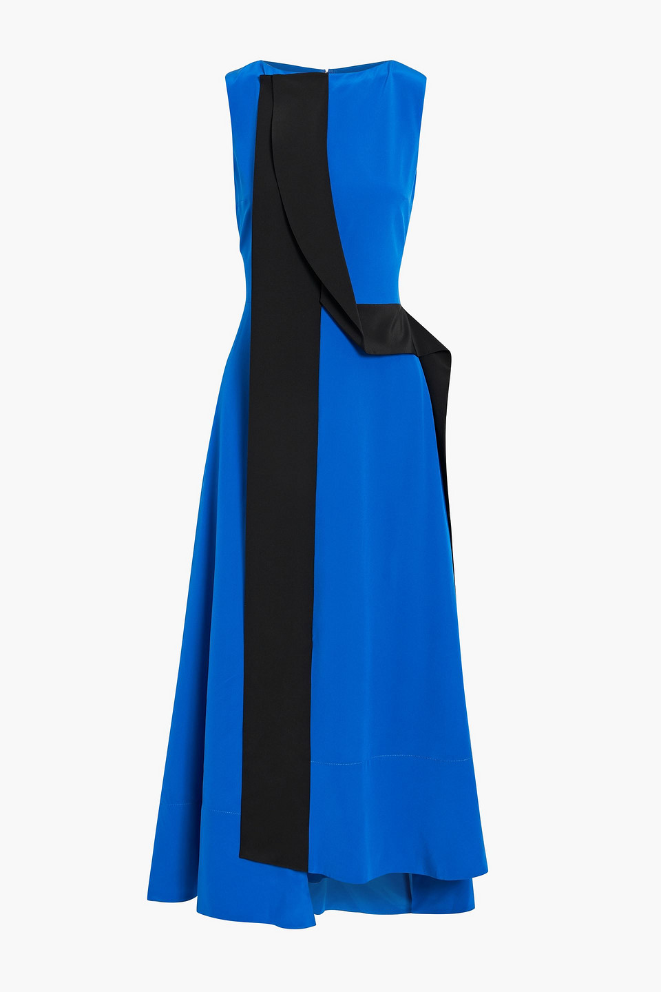 Shop Roksanda Draped Two-tone Silk Crepe De Chine Midi Dress In Bright Blue