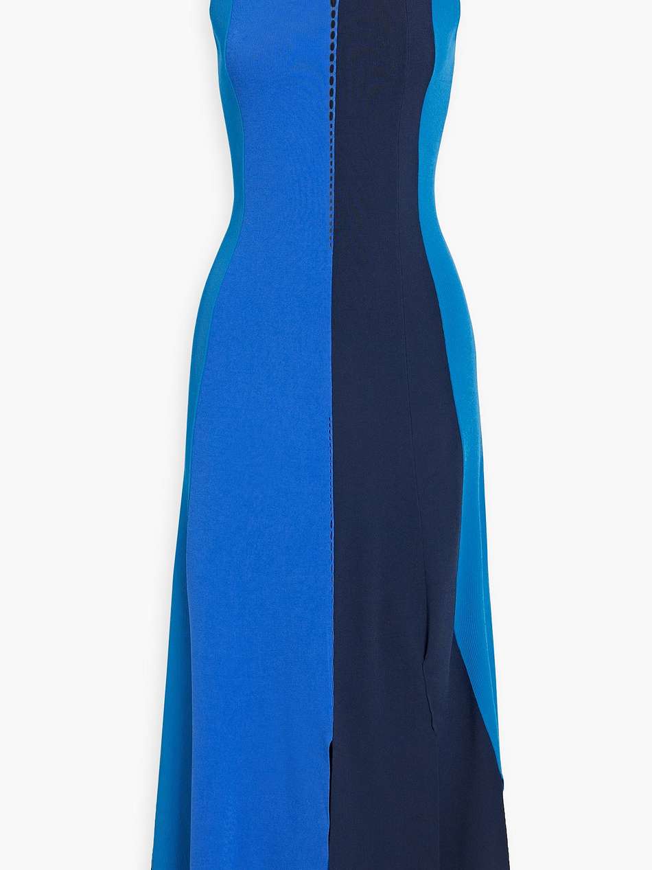 color-block stretch-knit midi dress