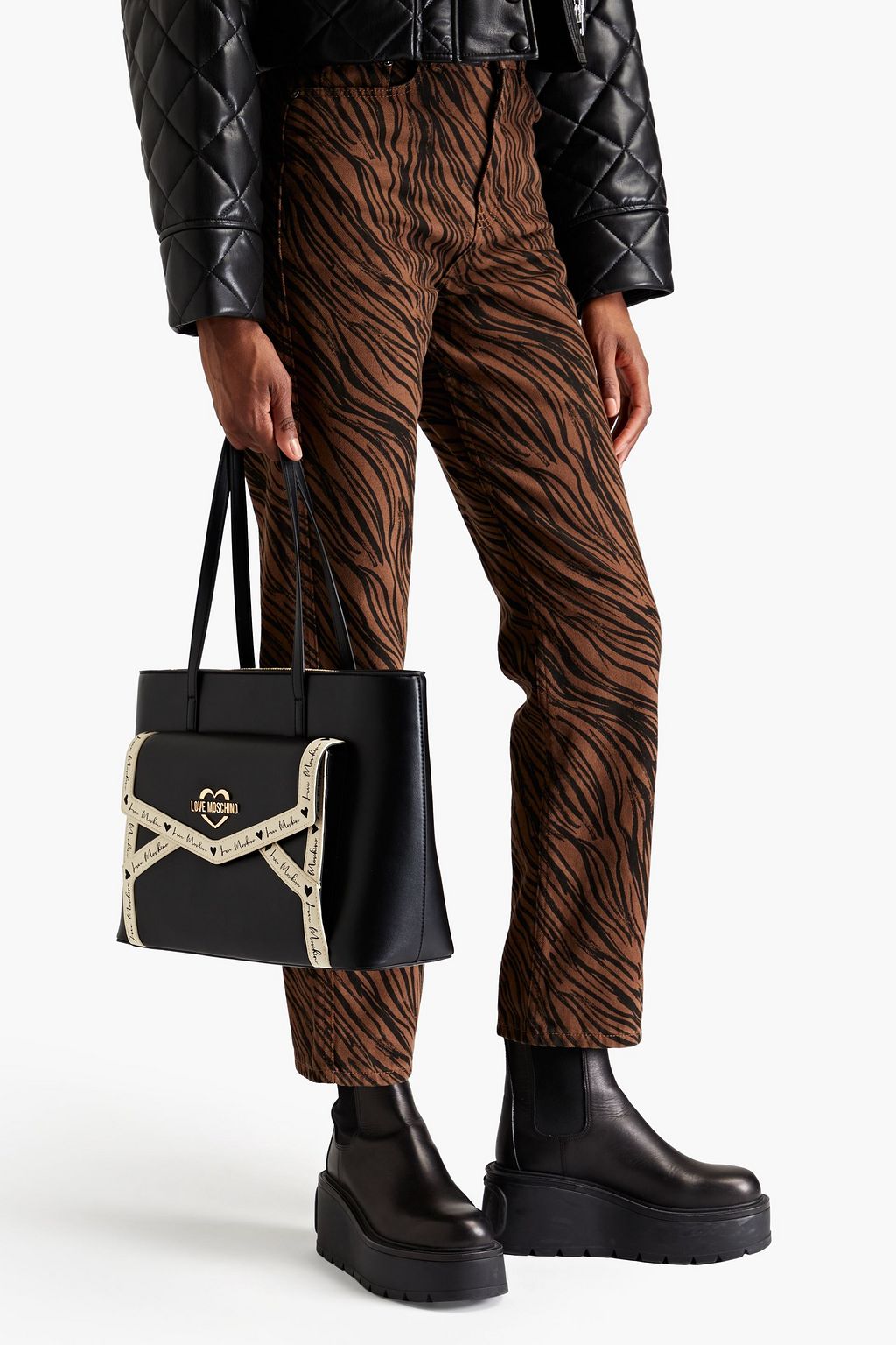 LOVE MOSCHINO Embroidered faux leather tote