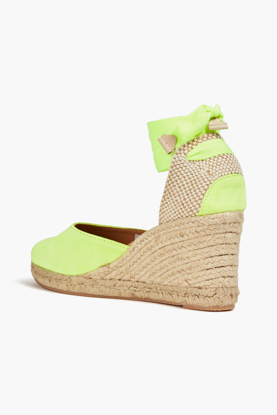 Shop Last Studio Leda Neon Suede Wedge Espadrilles In Bright Yellow