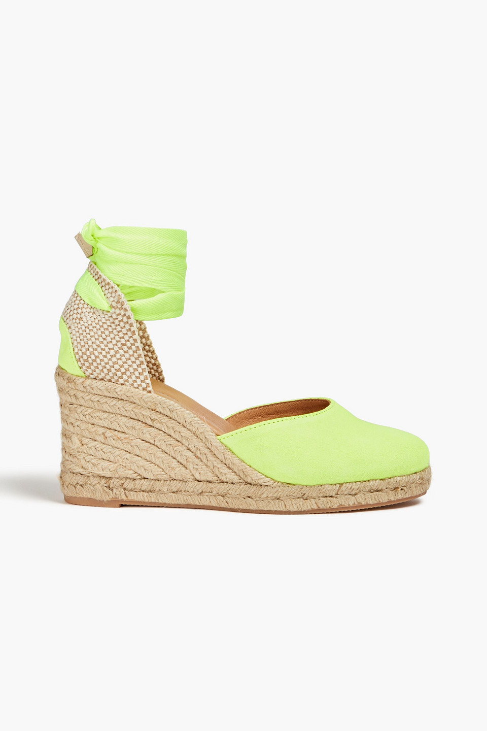 Last Studio Leda Suede And Canvas Wedge Espadrilles In Bright Yellow