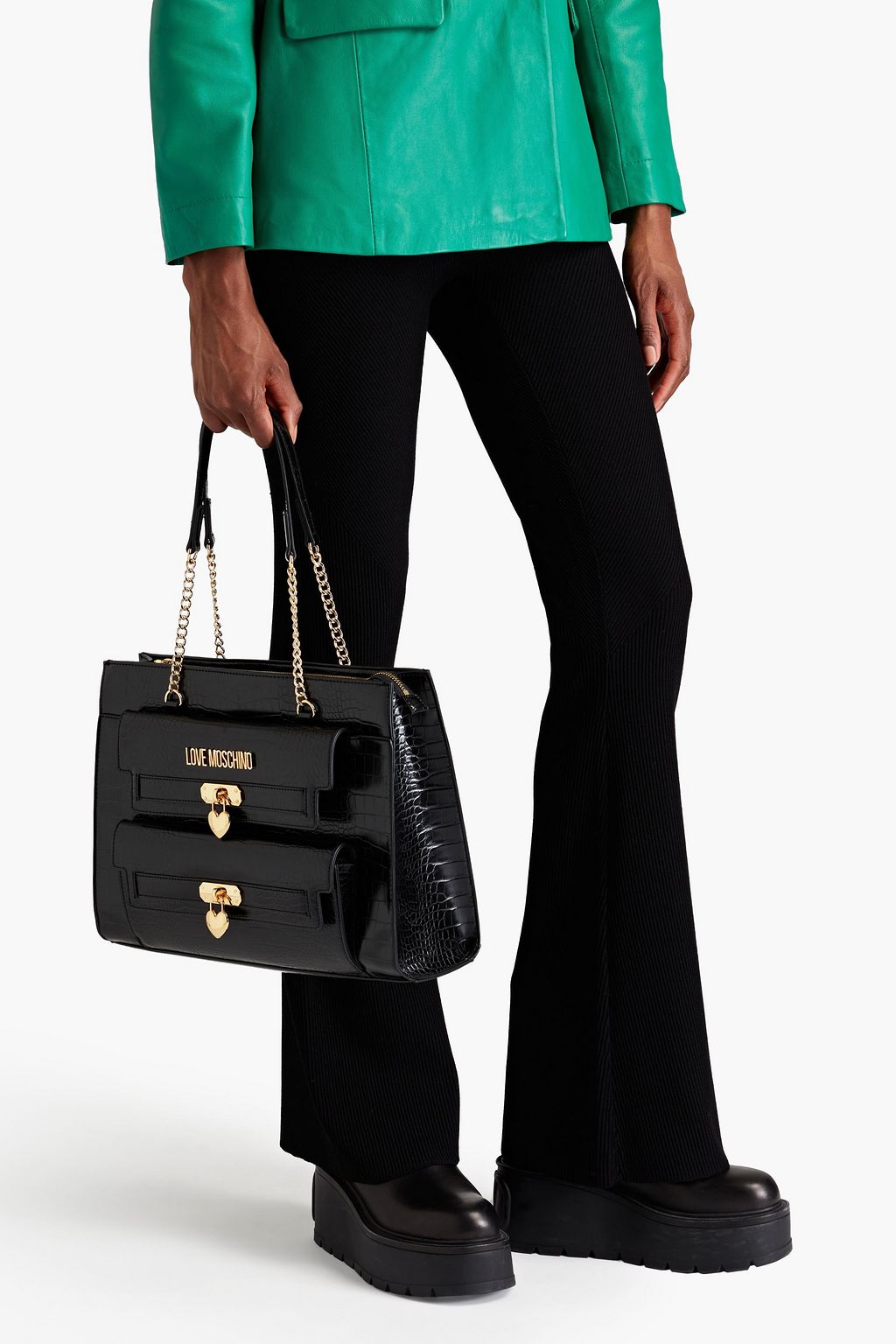 LOVE MOSCHINO Faux croc-effect leather tote