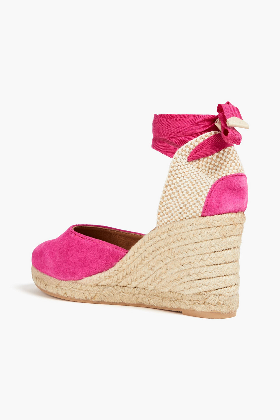 Shop Last Studio Leda Suede Wedge Espadrilles In Bright Pink