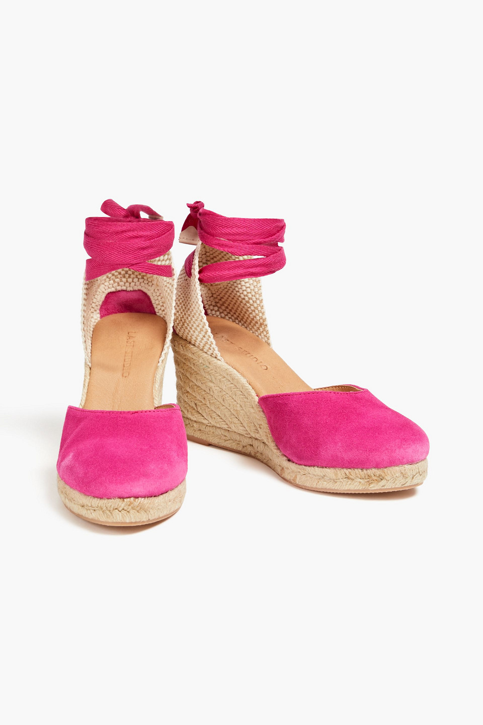 Shop Last Studio Leda Suede Wedge Espadrilles In Bright Pink