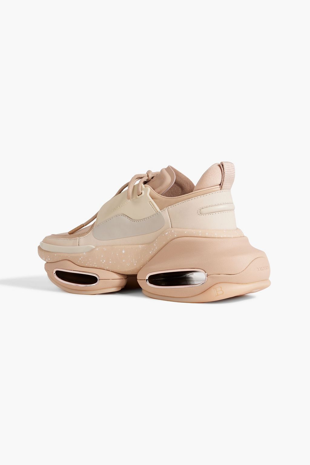 BALMAIN Color-block leather and satin sneakers