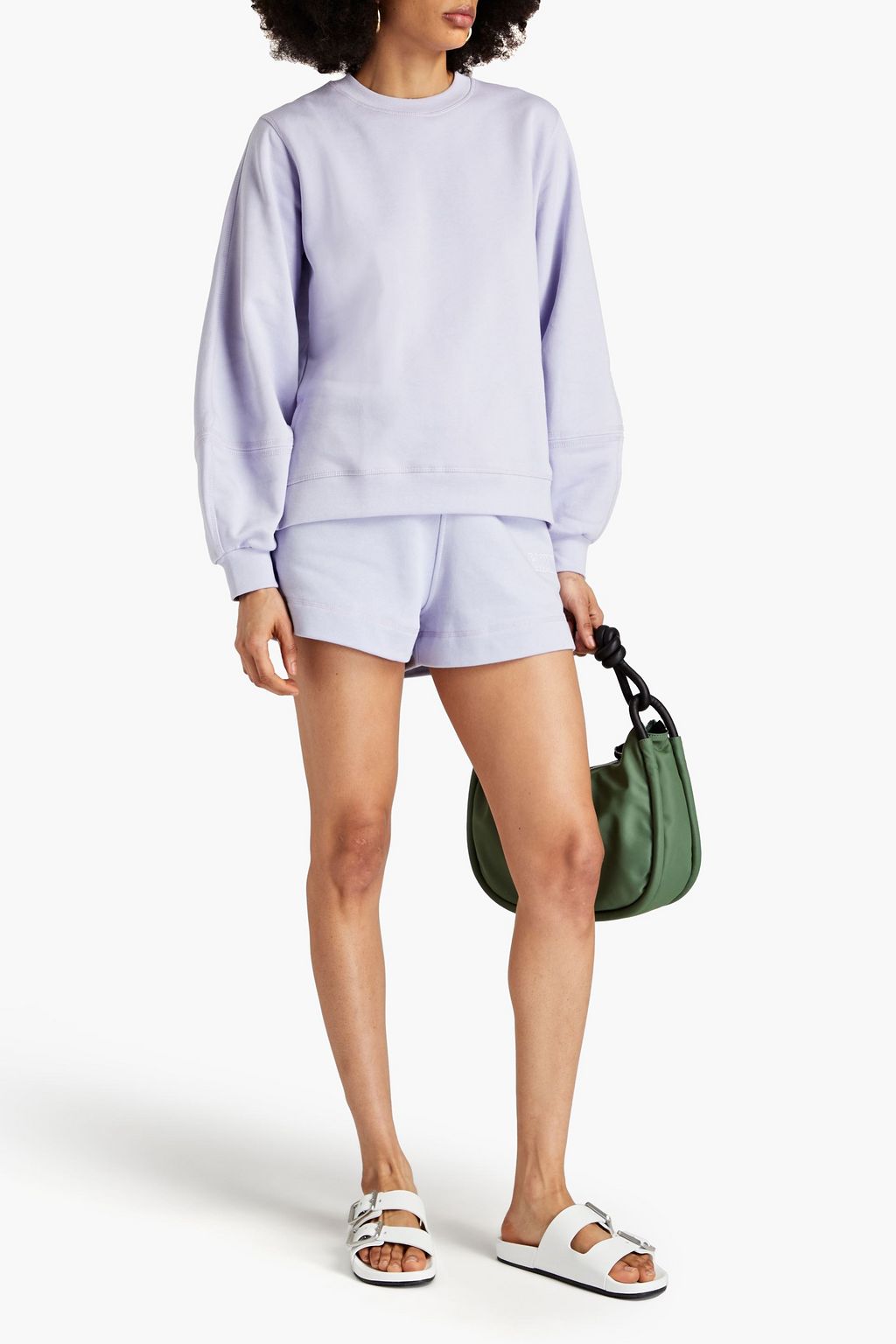 GANNI Cotton-blend fleece shorts