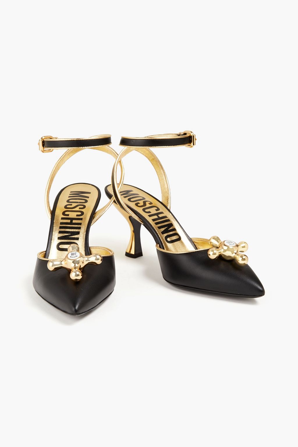 MOSCHINO Embellished leather pumps