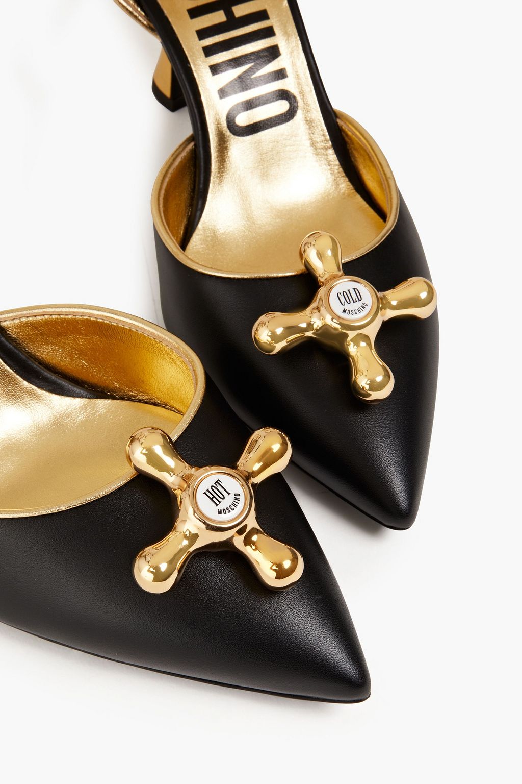 MOSCHINO Embellished leather pumps
