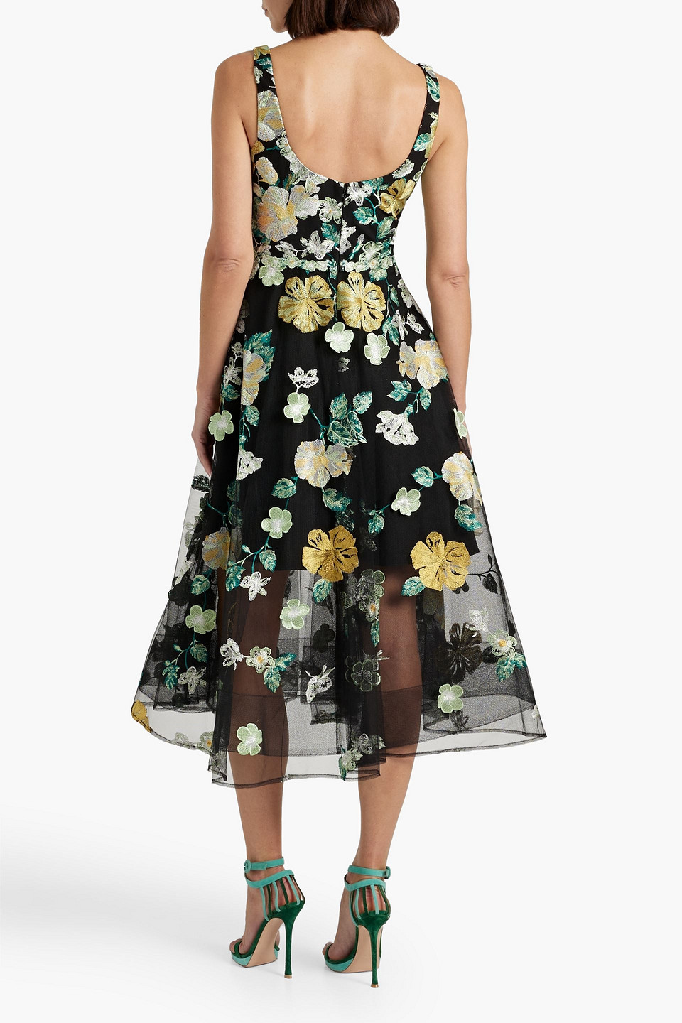MARCHESA NOTTE EMBELLISHED TULLE MIDI DRESS 3074457345636897646