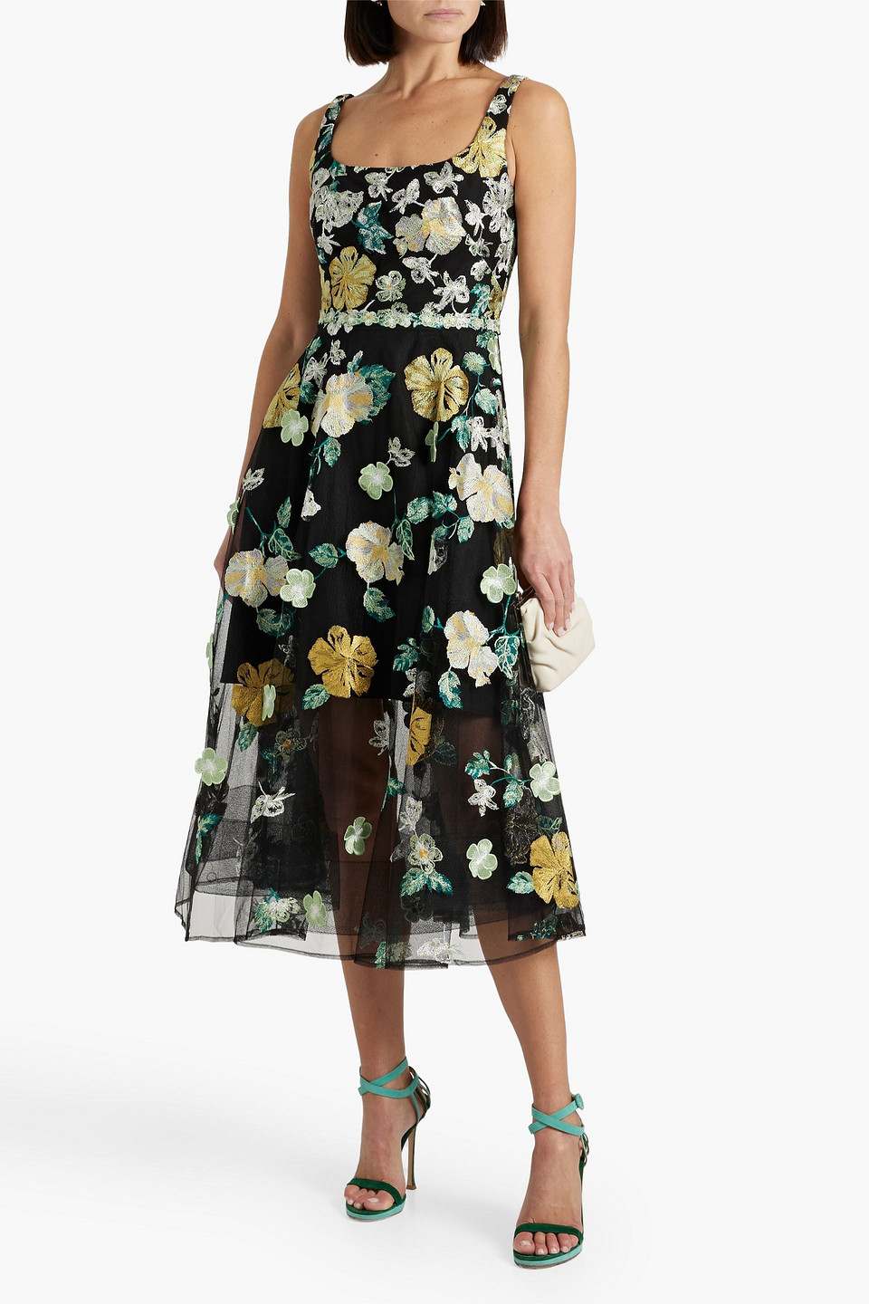 MARCHESA NOTTE EMBELLISHED TULLE MIDI DRESS 3074457345636897646