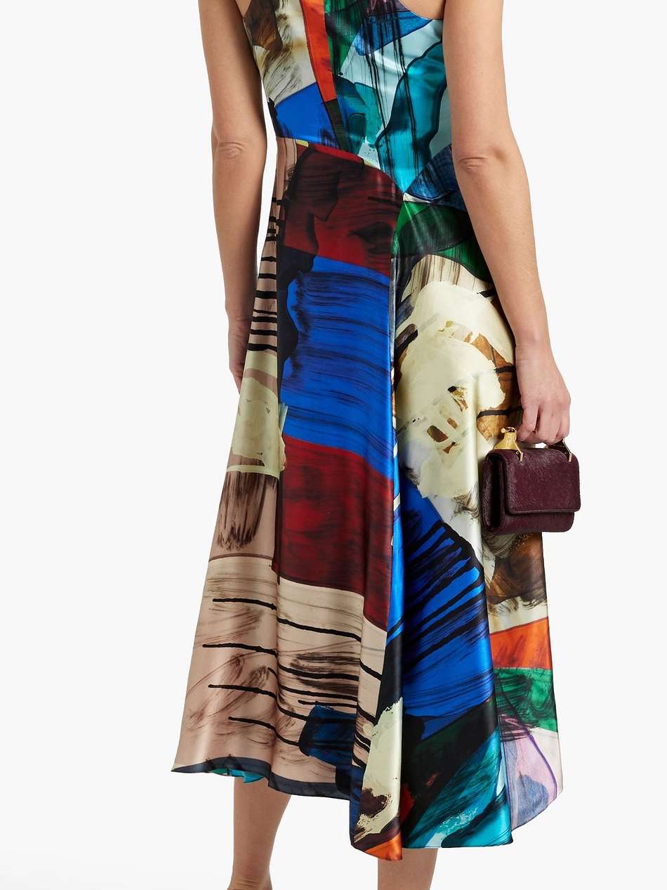 printed silk-satin midi dress