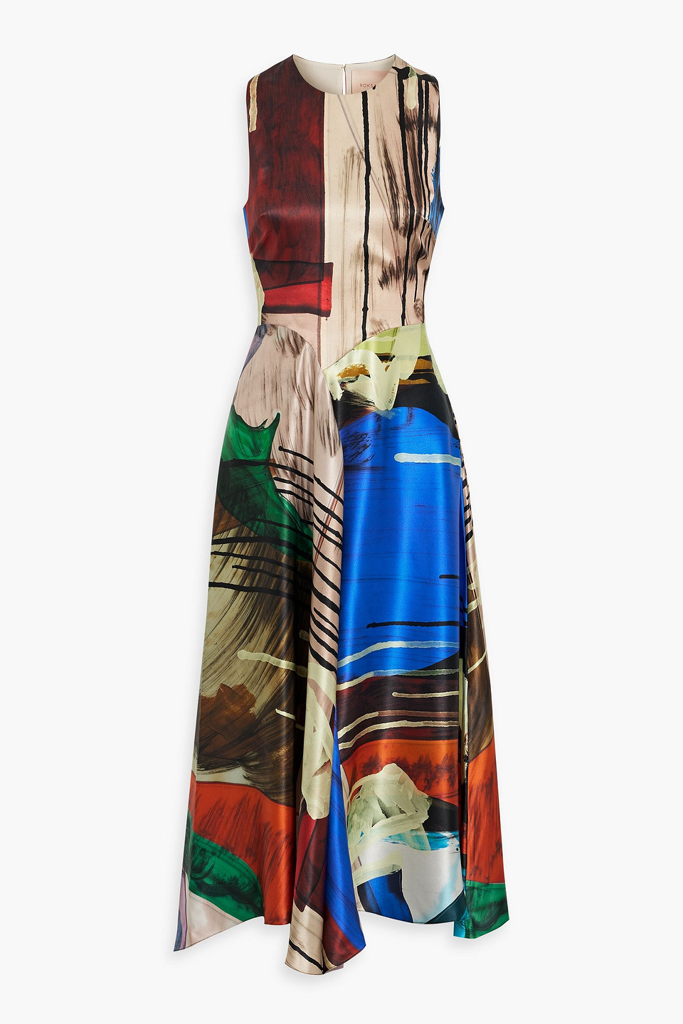 Roksanda Printed Silk-satin Midi Dress In Multicolor