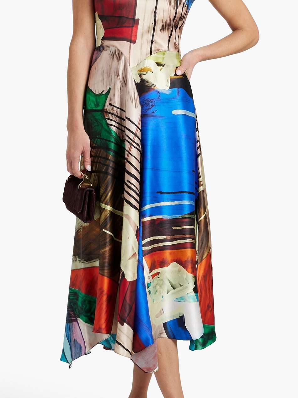 printed silk-satin midi dress